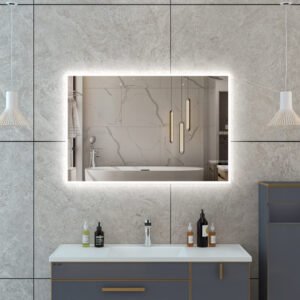 JUDI2 1000×800 mm taisnstūra LED spogulis ar priekšējo apgaismojumu (JAUNUMS: sensoru slēdzis)