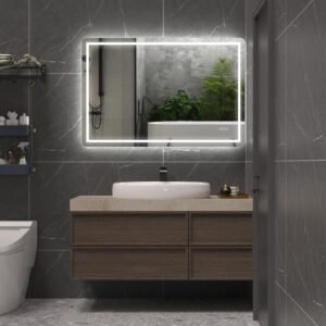 HUGO 1400×800 mm taisnstūra LED spogulis ar priekšējo un aizmugurējo apgaismojumu (2 LED joslas)