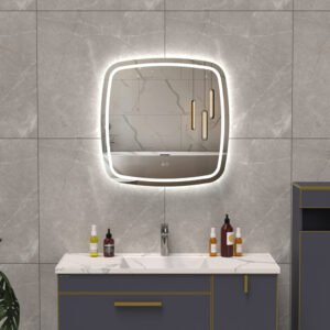 JAUNUMS: MILA 600×600 taisnstūra LED spogulis ar neredzamu priekšējo un aizmugurējo apgaismojumu