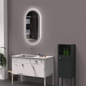 SOFI 500×1000 mm ovāls LED spogulis ar priekšējo un aizmugurējo apgaismojumu (2 LED joslas)