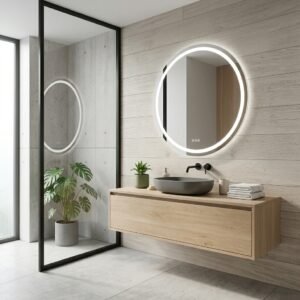 SARA 1000 mm round LED mirror with front and rear lighting (2 LED strips)