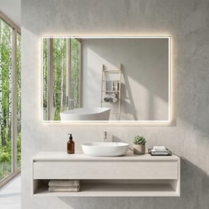 KELI 1200×800 mm rectangular LED mirror with reversed front light (Scandinavian design)