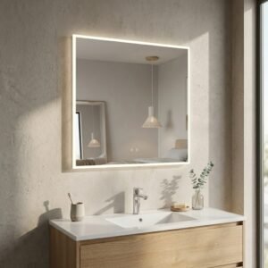 JUDI2 900×900 mm taisnstūra LED spogulis ar priekšējo apgaismojumu