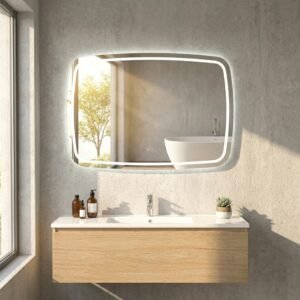 JAUNUMS: MILA 1200×700 taisnstūra LED spogulis ar neredzamu priekšējo un aizmugurējo apgaismojumu